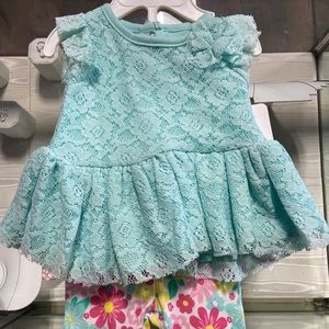 Mini B Mint Dress Top & Floral multi-color Shorts
